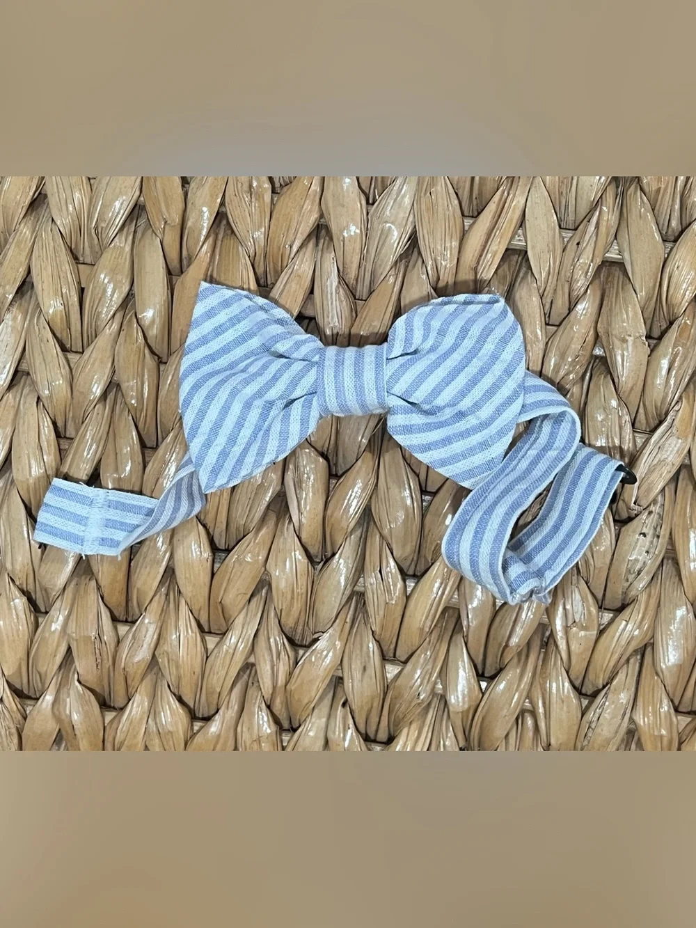 Baby Striped Light Blue and White Bow Tie